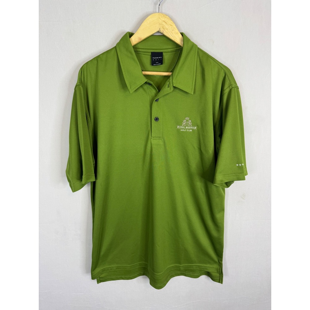 Dunning Golf Royal Mayfair Golf Club Polo Shirt Green Mens Medium Microfiber